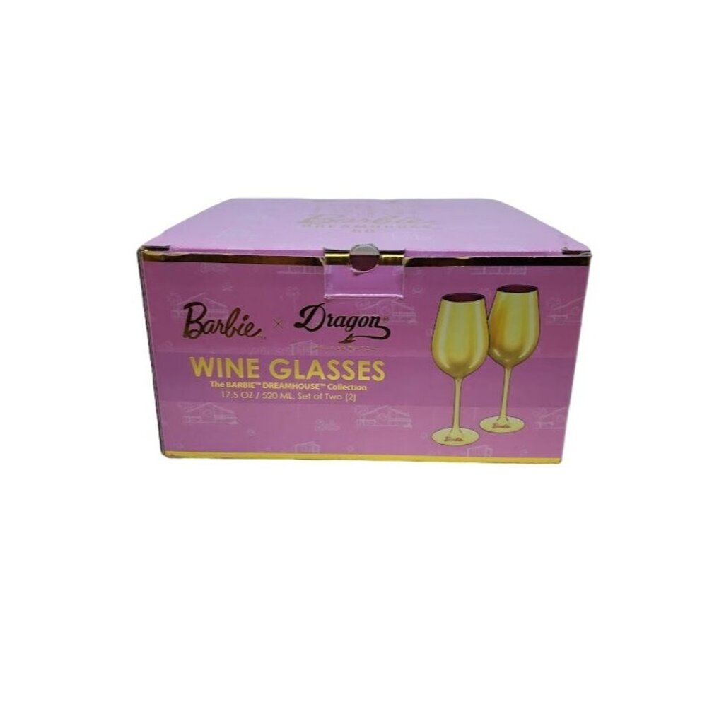 Barbie X Dragon Wine Glasses The Barbie Dreamhouse Collection 17.5 Oz/500 ML Set - Picture 2 of 4